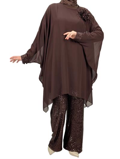 Abiye Üçlü Takım Kahve OTW5162