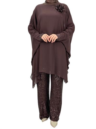 Abiye Üçlü Takım Kahve OTW5162