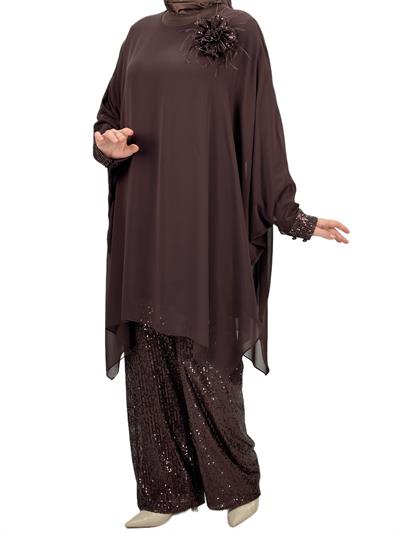 Abiye Üçlü Takım Kahve OTW5162