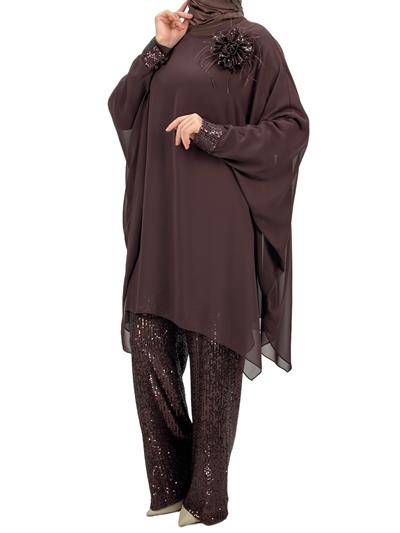 Abiye Üçlü Takım Kahve OTW5162