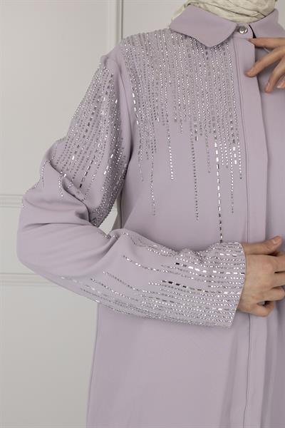 ARMİNE TAŞ DETAYLI ARMİNE PANTOLONLU TAKIM Lila OTW602