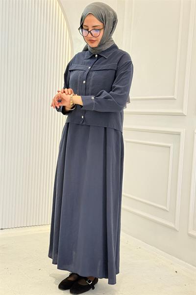 Armine Trend Elbise Ceketli İkili Takım Lacivert OTW622