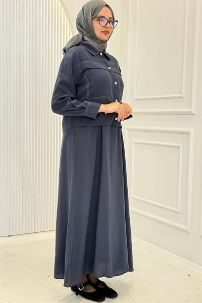 Armine Trend Elbise Ceketli İkili Takım Lacivert OTW622