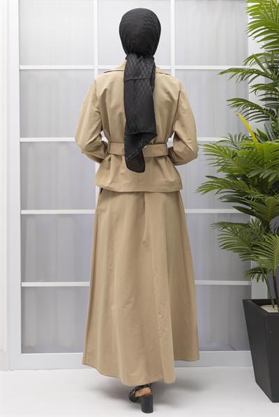 ARMİNE TREND ETEK CEKET TAKIM Bej OTW619