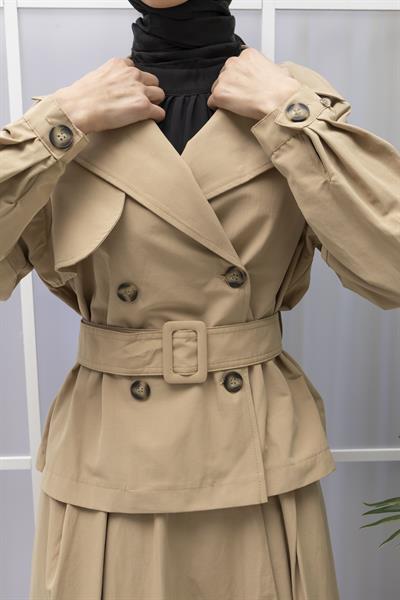 ARMİNE TREND ETEK CEKET TAKIM Bej OTW619