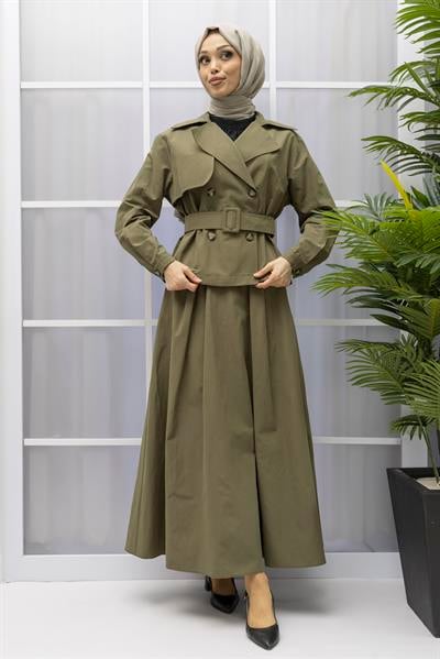 ARMİNE TREND ETEK CEKET TAKIM Haki OTW619
