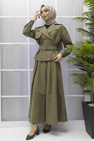 ARMİNE TREND ETEK CEKET TAKIM Haki OTW619