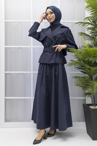 ARMİNE TREND ETEK CEKET TAKIM Lacivert OTW619