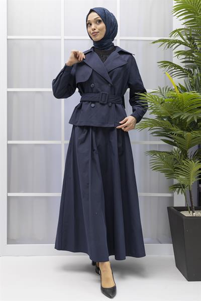 ARMİNE TREND ETEK CEKET TAKIM Lacivert OTW619