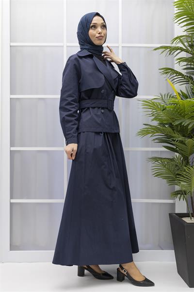 ARMİNE TREND ETEK CEKET TAKIM Lacivert OTW619