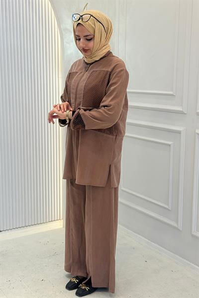 Armine Trend File Detaylı Pantolonlu Takım Tarçın OTW632