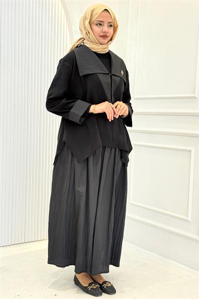 Armine Trend Lyocell Viskon Mevlana Etekli Takım Siyah OTW624