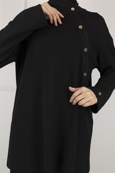 ARMİNE TREND PANTOLON TUNİK SPOR TAKIM Siyah OTW615