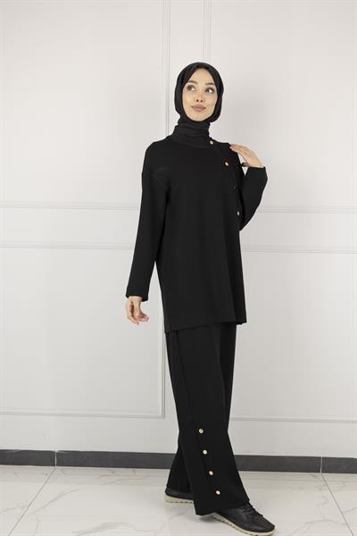 ARMİNE TREND PANTOLON TUNİK SPOR TAKIM Siyah OTW615
