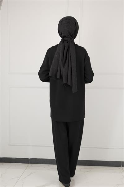 ARMİNE TREND PANTOLON TUNİK SPOR TAKIM Siyah OTW615