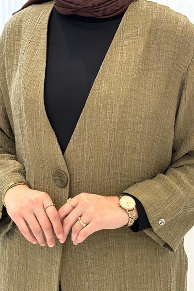 Armine Trend Pantolonlu Takım Yağ Yeşili OTW634-1