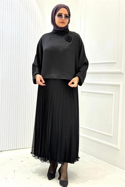 Armine Trend Piliseli Etekli Takım Siyah OTW655