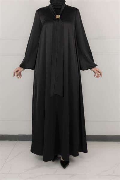 ARMİNE TREND SATEN ELBİSE Siyah OTW902