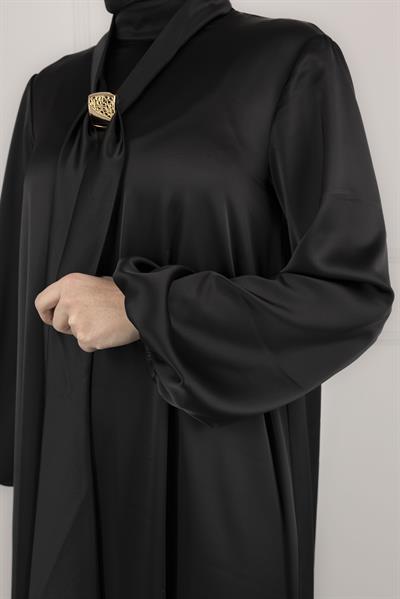 ARMİNE TREND SATEN ELBİSE Siyah OTW902