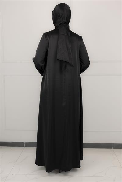 ARMİNE TREND SATEN ELBİSE Siyah OTW902