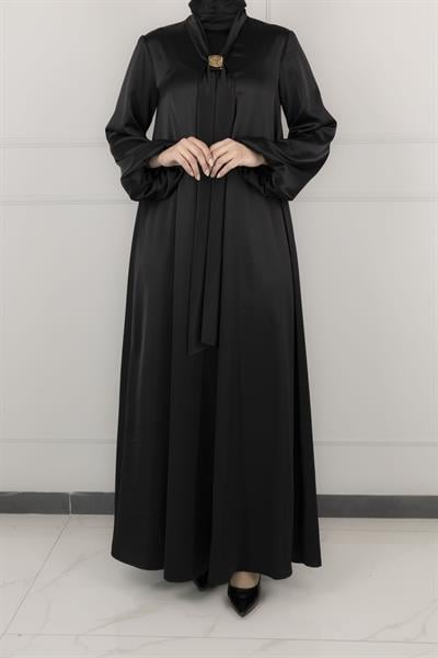 ARMİNE TREND SATEN ELBİSE Siyah OTW902