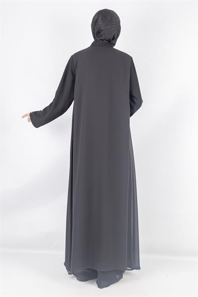 Armine Trend Taşlı Şifon Ferace Siyah OTW813