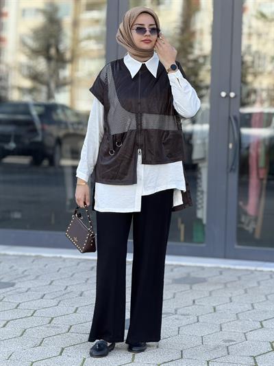 Asimetrik File Detaylı İkili Takım Kahve OTW45825