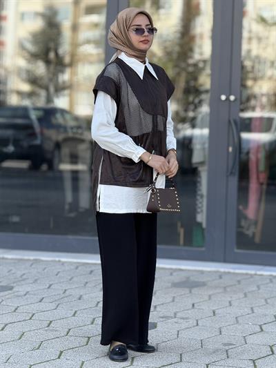 Asimetrik File Detaylı İkili Takım Kahve OTW45825