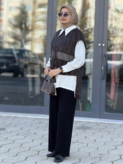 Asimetrik File Detaylı İkili Takım Kahve OTW45825