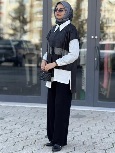 Asimetrik File Detaylı İkili Takım Siyah OTW45825