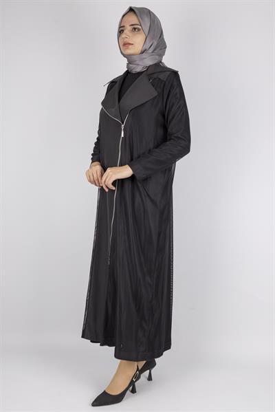 Asimetrik Sandy Kumaş Elbise Ve File Kap İkili Takım Siyah OTW25627