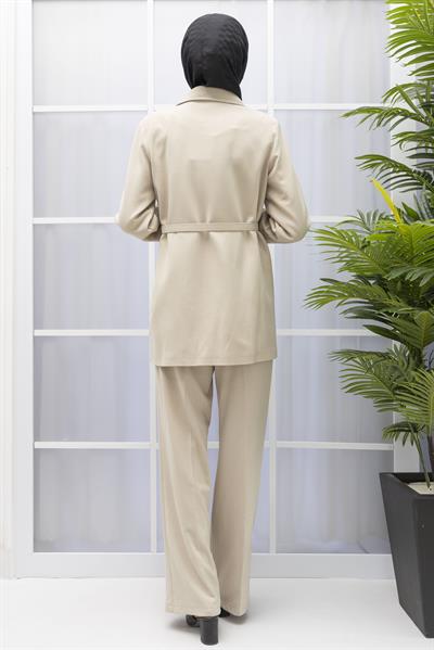 ASTARLI CEKET PANTOLON TAKIM Bej OTW2556