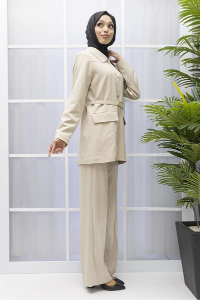 ASTARLI CEKET PANTOLON TAKIM Bej OTW2556