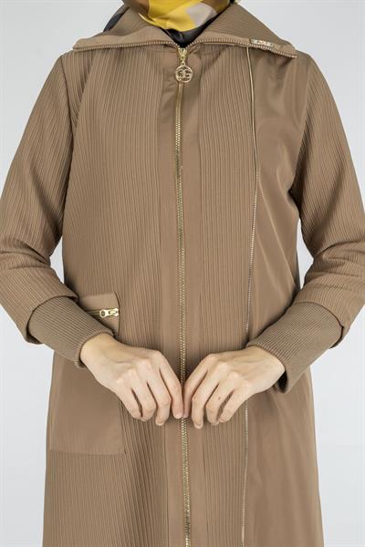 Astarlı Paraşüt Detaylı Tesettür Kap Vizon OTW1582