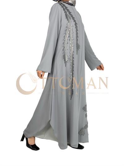 Astarlı Şifon Ferace Gri OTW35990