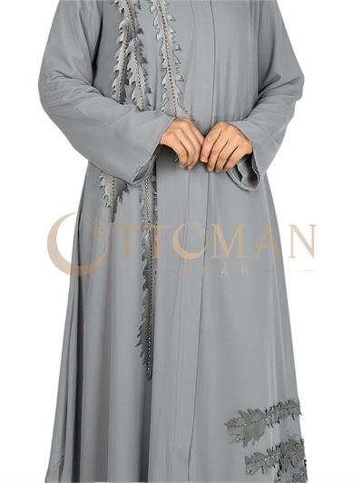 Astarlı Şifon Ferace Gri OTW35990