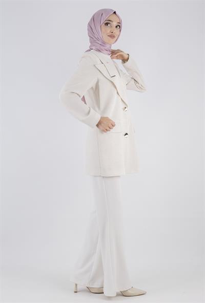 Astarsız Keten Ceket Bej OTW15108