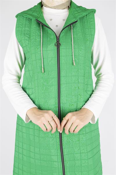 Ayarlanabilir İpli Kapüşonlu Dik Yaka Kapitone Yelek Benetton OTW4029