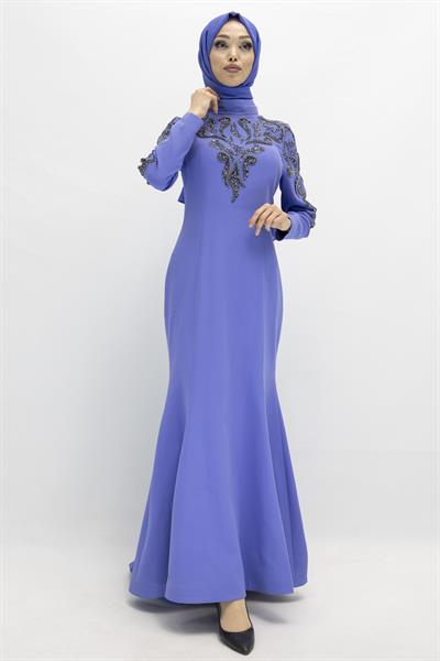 Balık Abiye Elbise Lavanta OTW36123