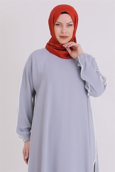 Behrem Büyük Beden Aerobin Pantolonlu Takım Gri OTW3539