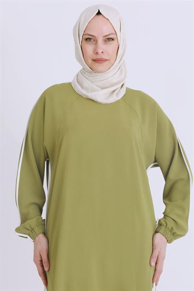 Behrem Büyük Beden Aerobin Pantolonlu Takım Olive OTW3539