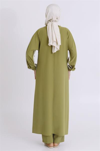 Behrem Büyük Beden Aerobin Pantolonlu Takım Olive OTW3539