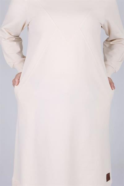 Behrem Büyük Beden Basic Tunik Vanilya OTW2049