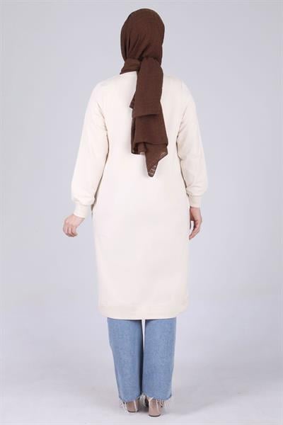 Behrem Büyük Beden Basic Tunik Vanilya OTW2049