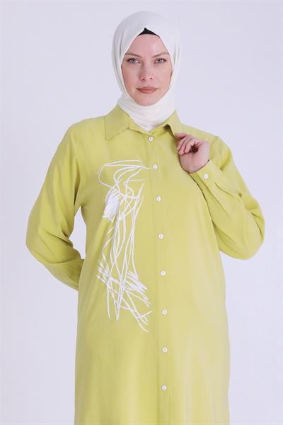 Behrem Büyük Beden Baskılı Tunik Safran OTW2349