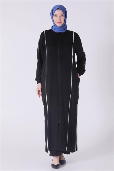 Behrem Büyük Beden Biyeli Ferace Siyah OTW28069