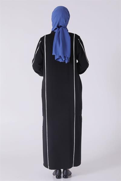 Behrem Büyük Beden Biyeli Ferace Siyah OTW28069