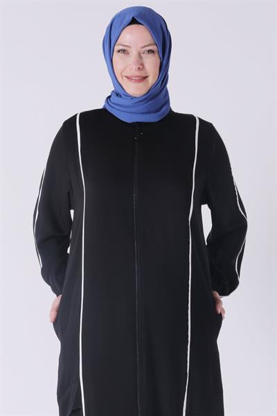 Behrem Büyük Beden Biyeli Ferace Siyah OTW28069