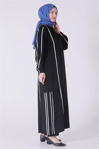 Behrem Büyük Beden Biyeli Ferace Siyah OTW28069