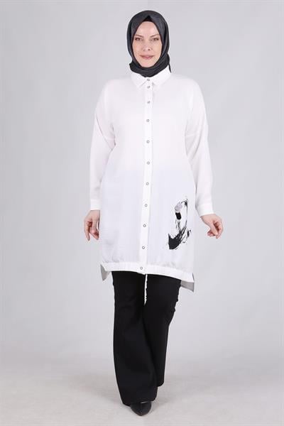 Behrem Büyük Beden Çıtçıtlı Kap Ekru OTW2333